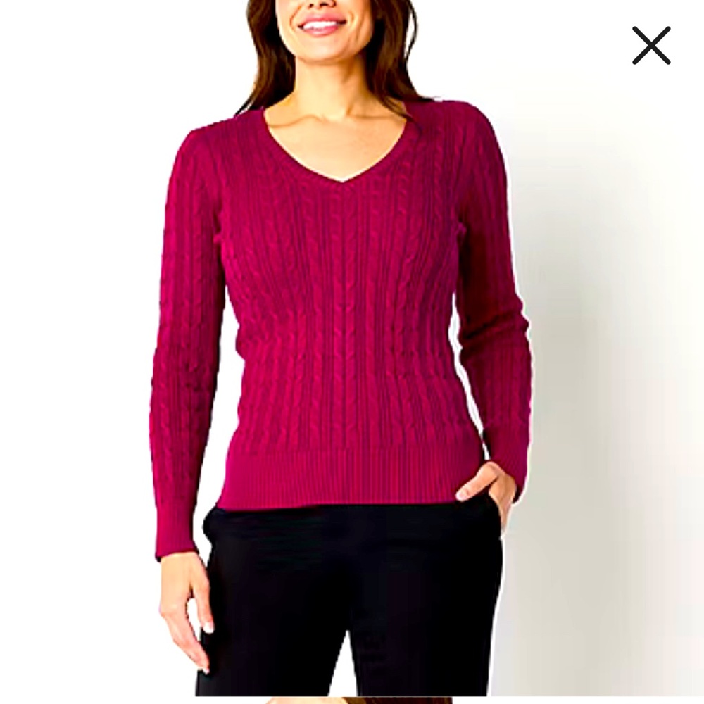 Burgundy cable knit sweater